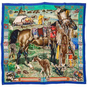 Hermès Scarf - Kermit Oliver's "Les Cheyennes" - Mint in Box